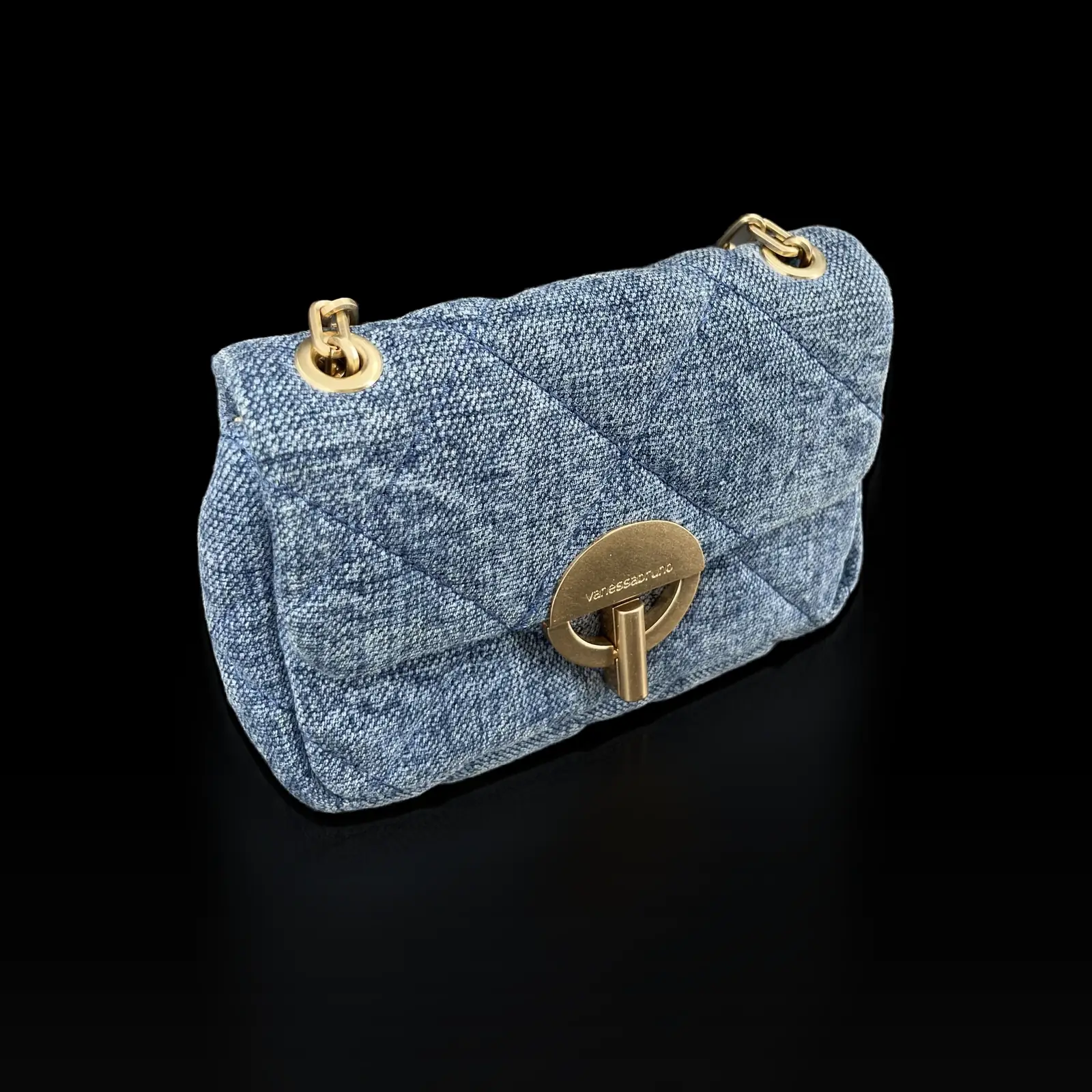 Vanessa Bruno Moon Small Bag in Blue Quilted Denim – 2