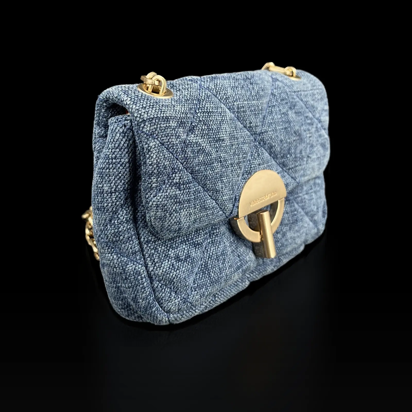 Vanessa Bruno Moon Small Bag in Blue Quilted Denim – 3