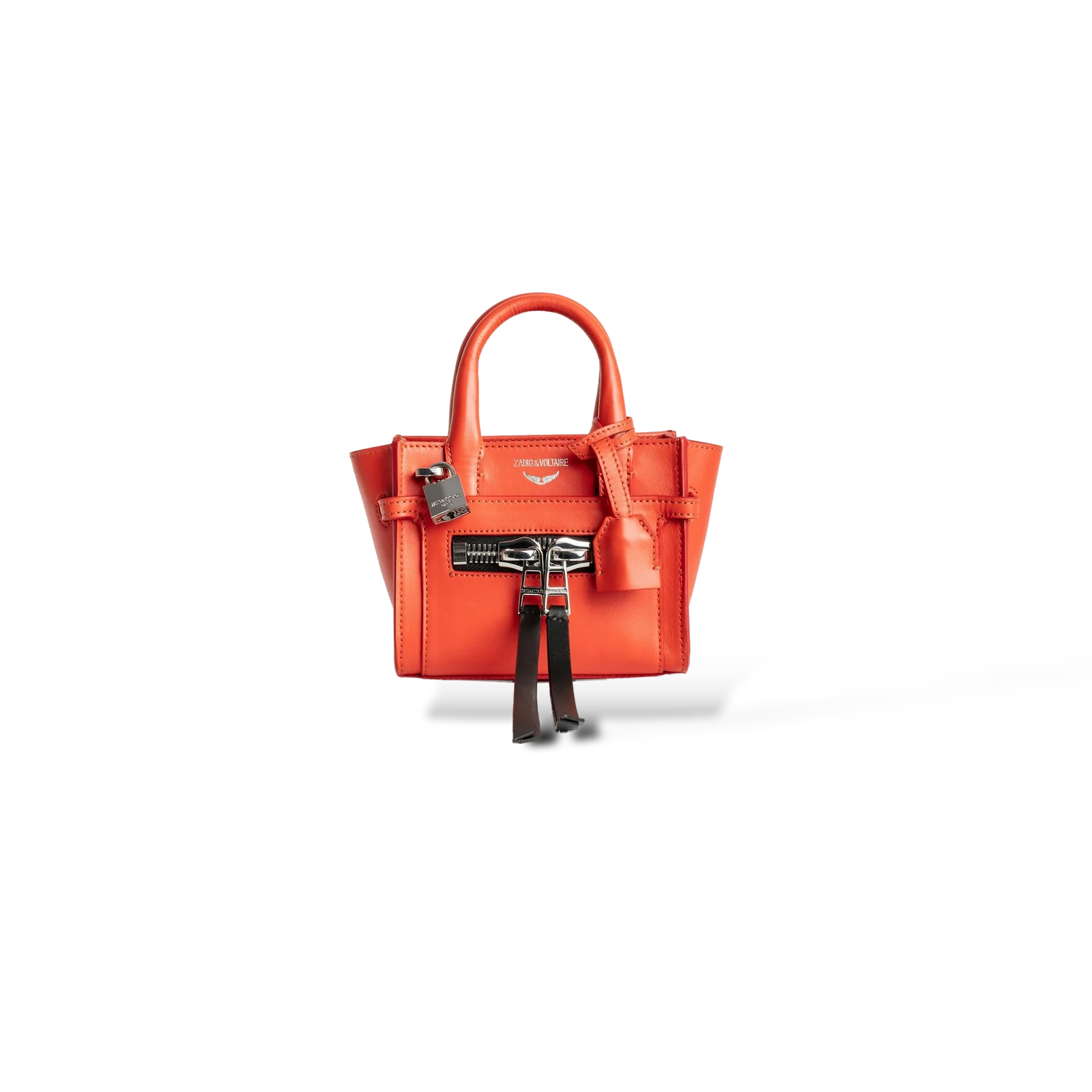 Sac Zadig & Voltaire Candide Nano Zip Orange – Cuir lisse