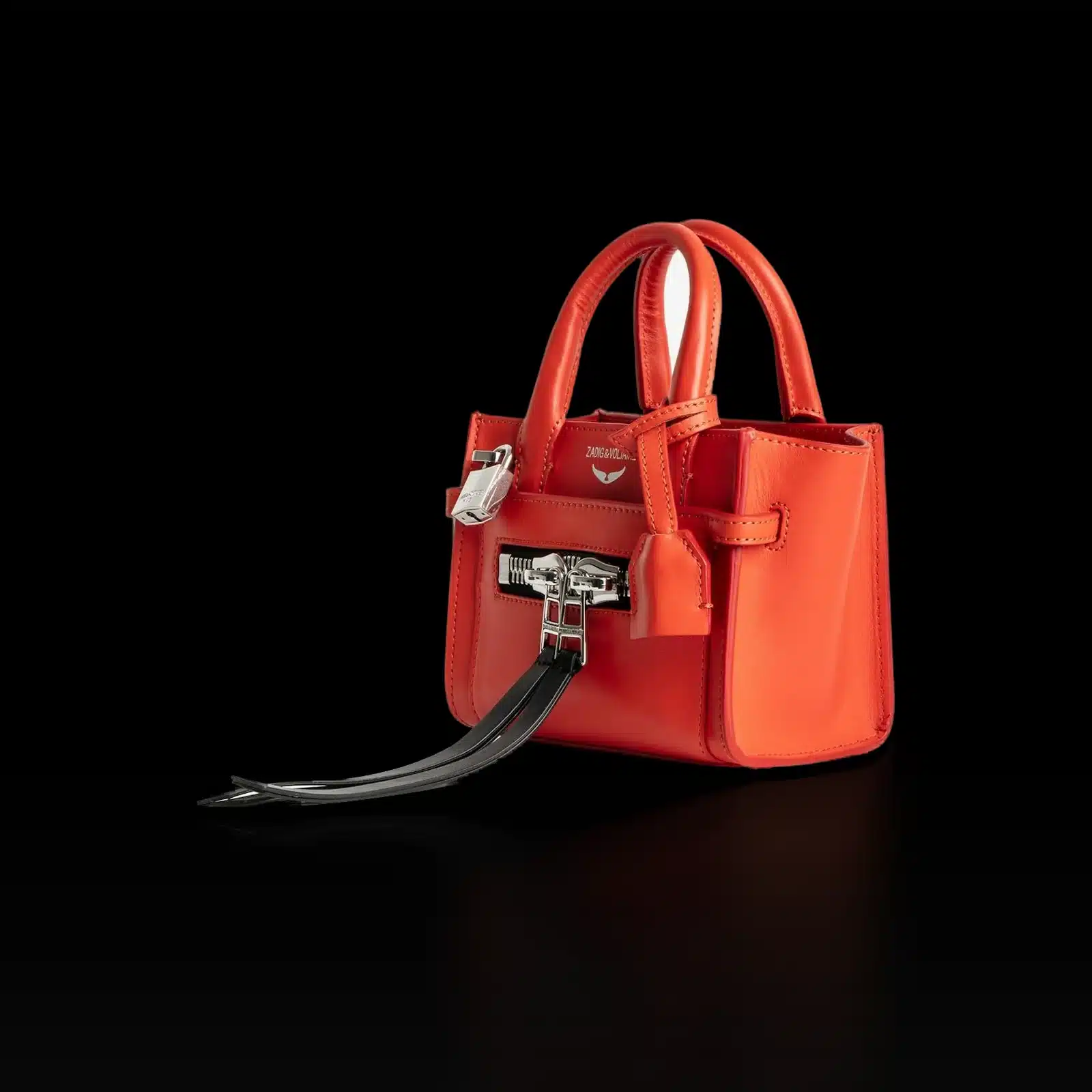 Sac Zadig & Voltaire Candide Nano Zip Orange – Cuir lisse