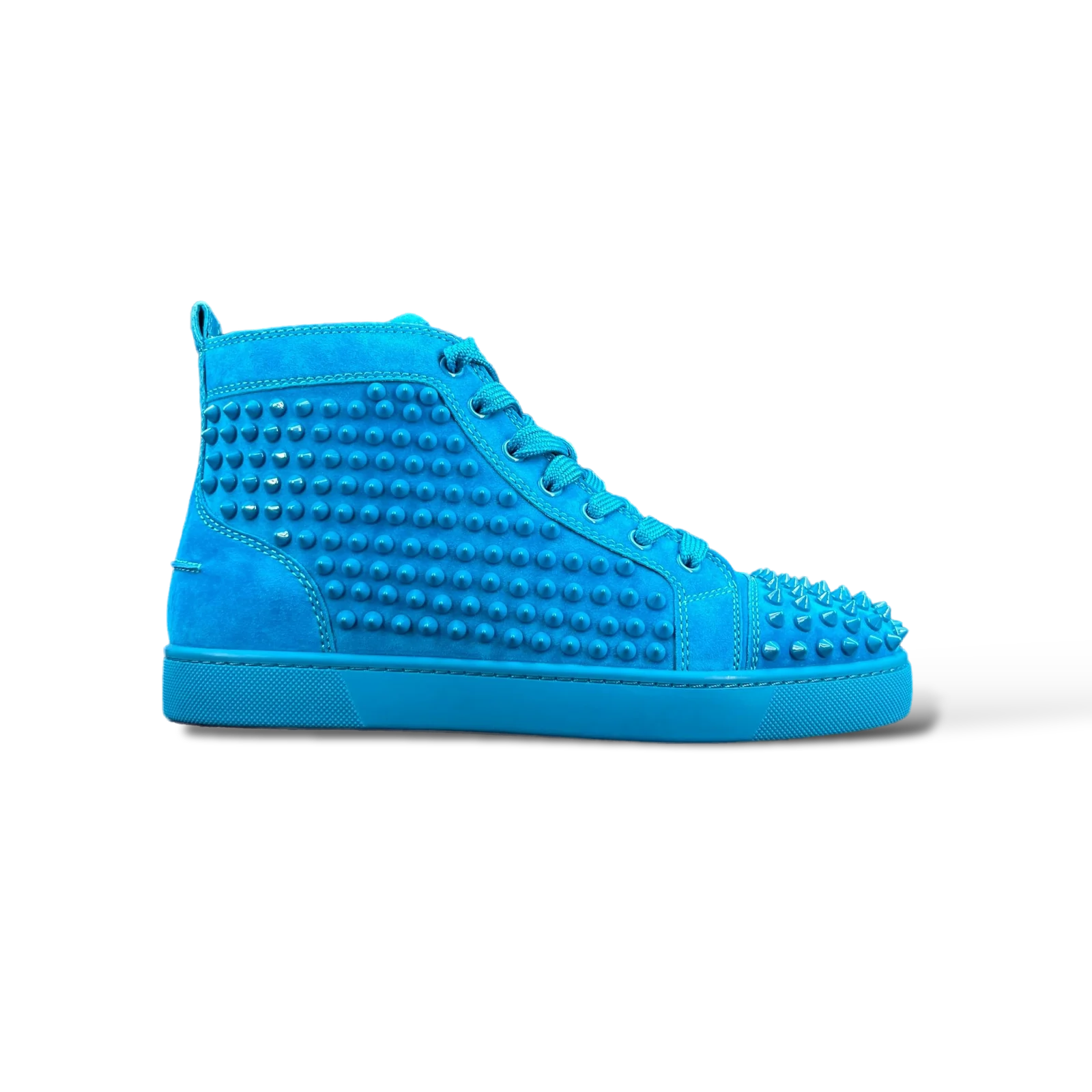 Sneakers Christian Louboutin Louis Spikes Daim Turquoise – Taille 40