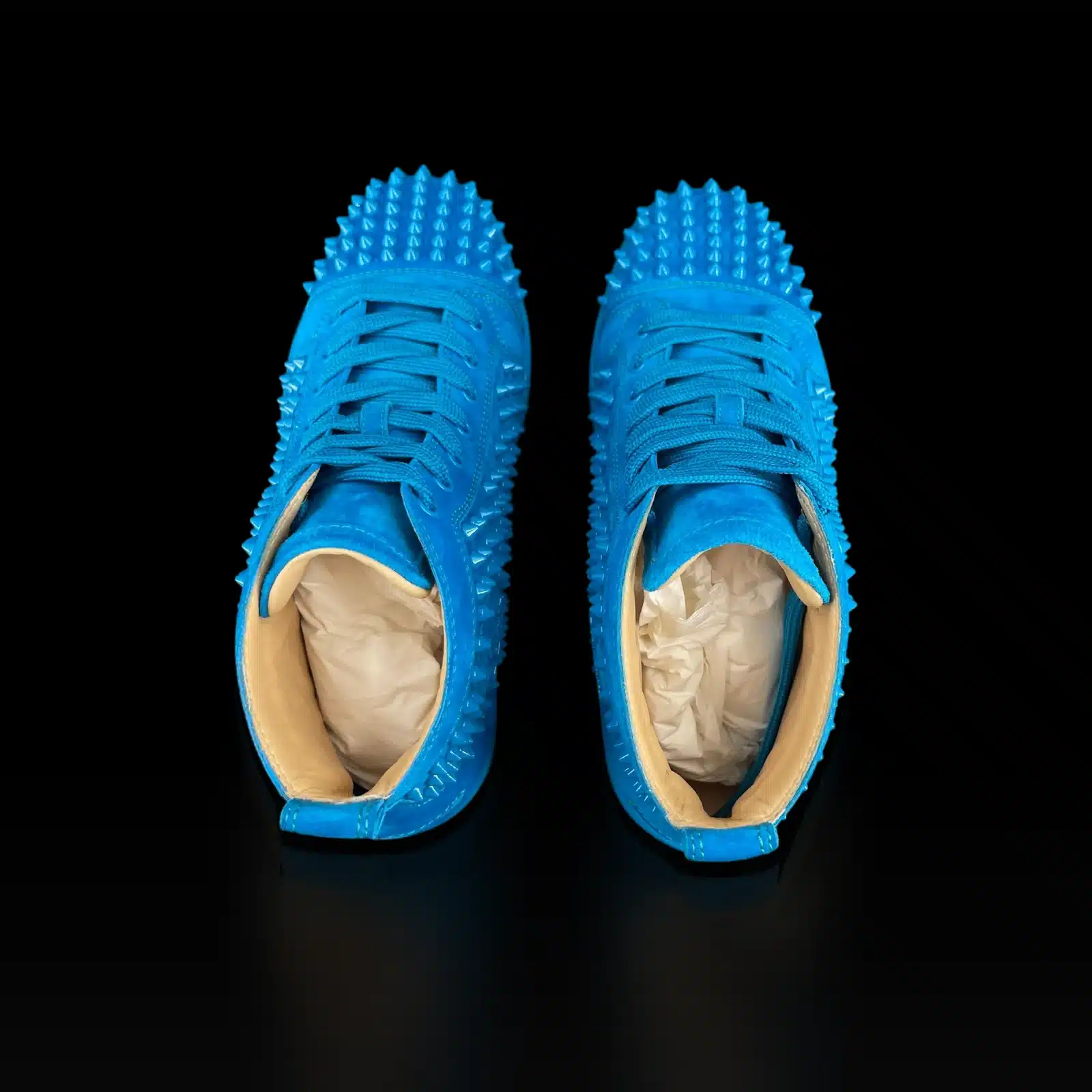 Sneakers Christian Louboutin Louis Spikes turquoise vues de dessus