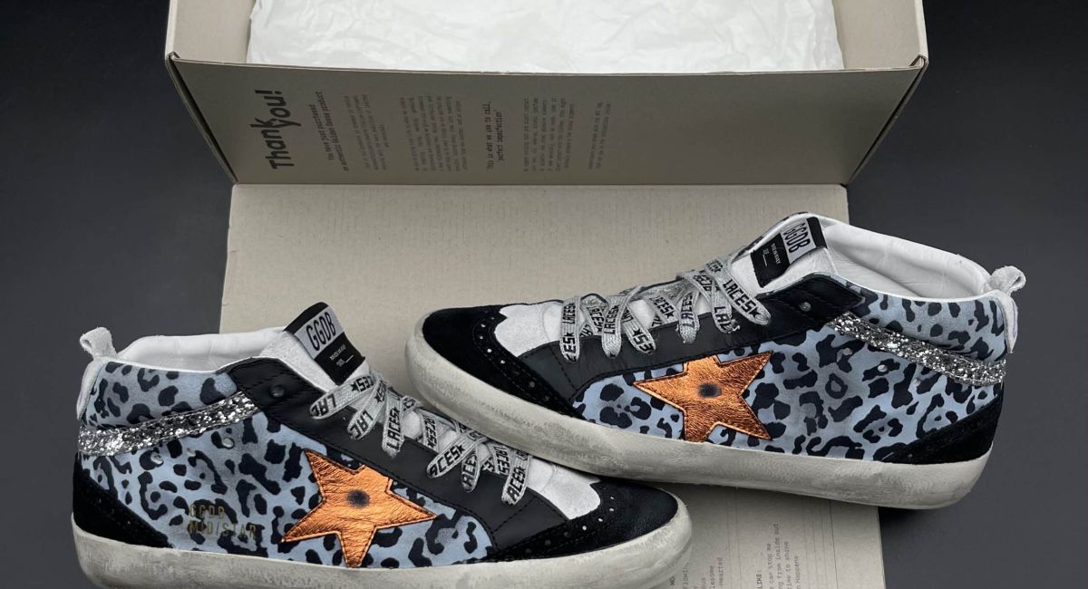 golden goose mid star daim noir/léopard bleu 40