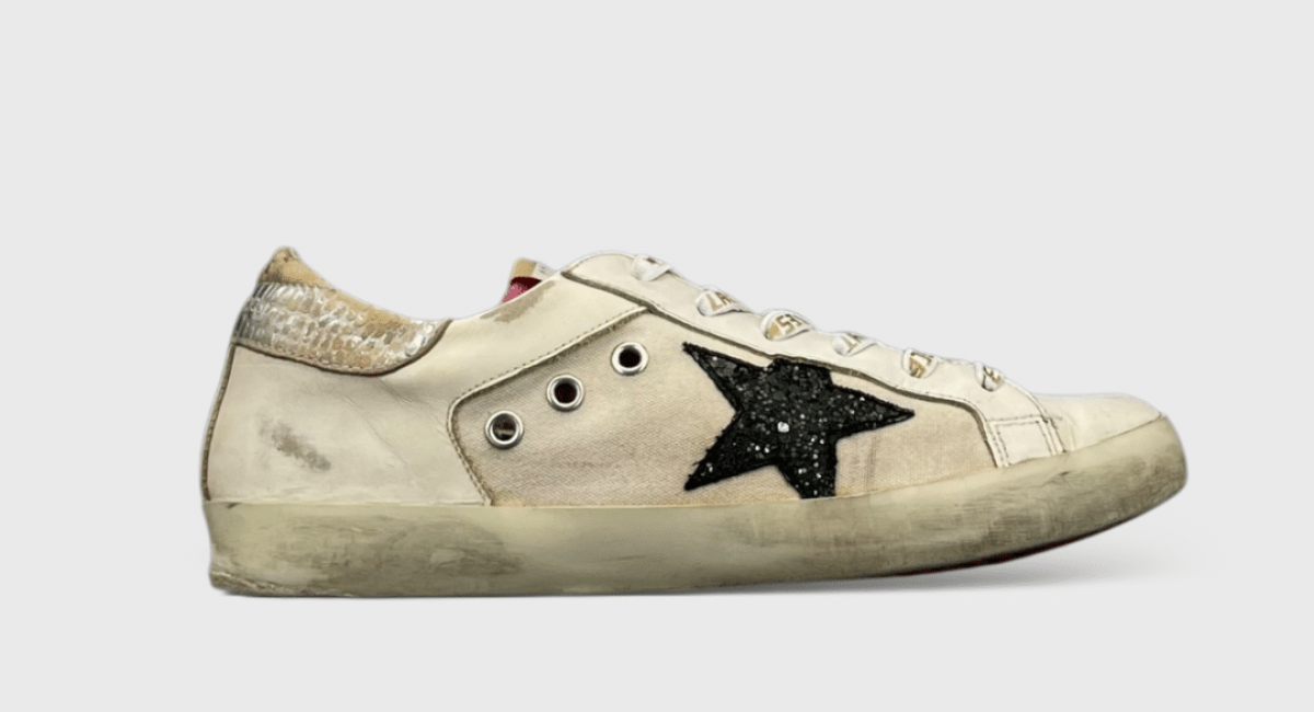 0000000887 Golden Goose Super Star Blanc/Noir/Paillette 37