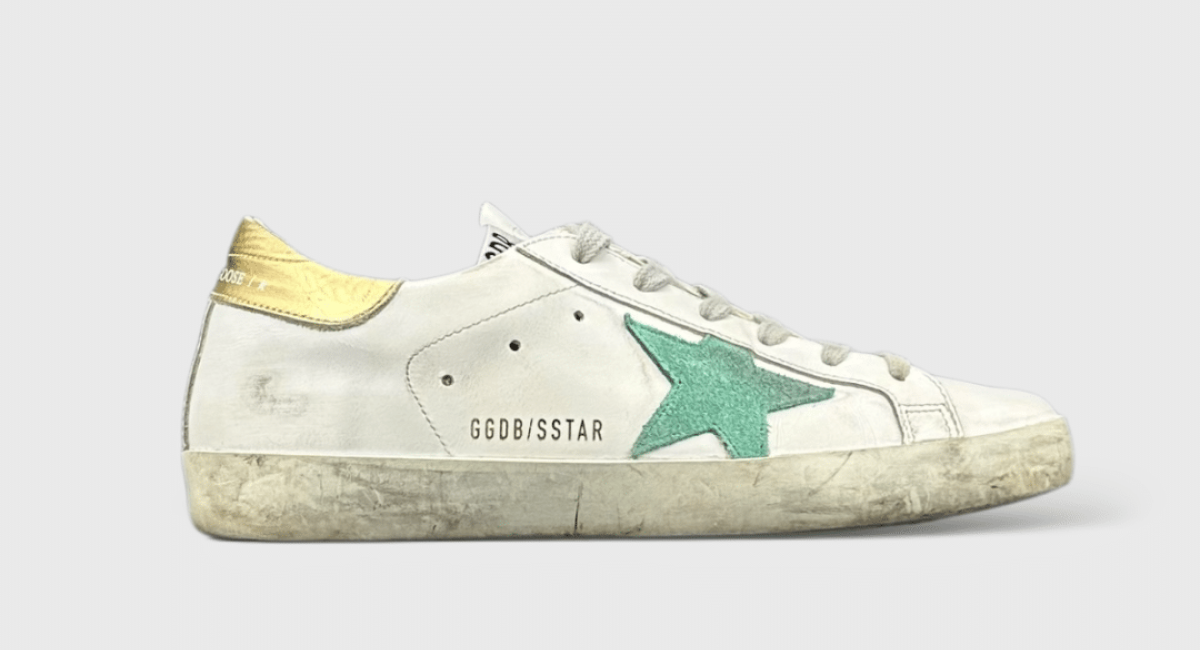 10068 Golden Goose Superstar Blanc/Vert/Or 37