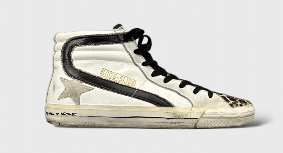 9942 Golden Goose Slide Noir/Léopard/Blanc 39