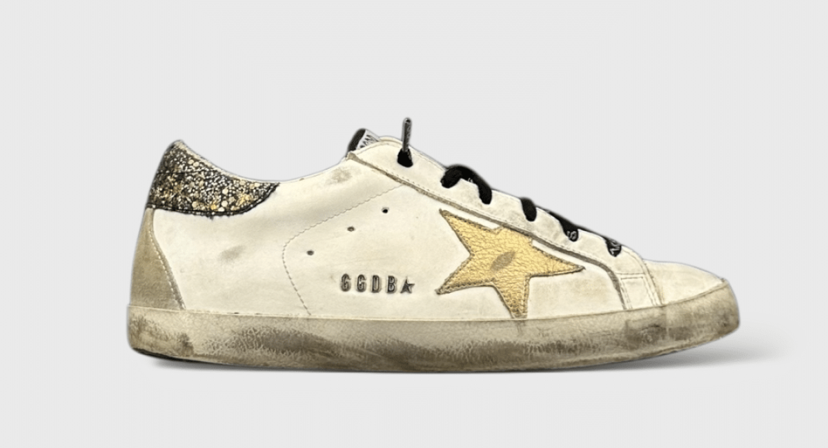 10020 Golden Goose Superstar Blanc/Or/Paillette 38