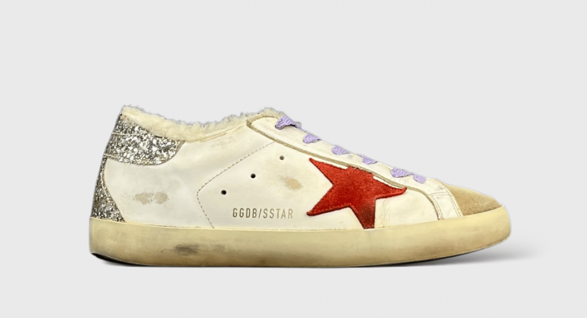 9361 Golden Goose Superstar Paillette/Argenté/Moumoute/Rouge 39