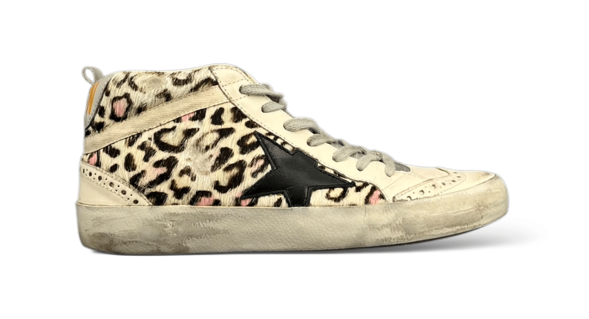 0000002314 Golden Goose Mid star Beige Noir Léopard 35