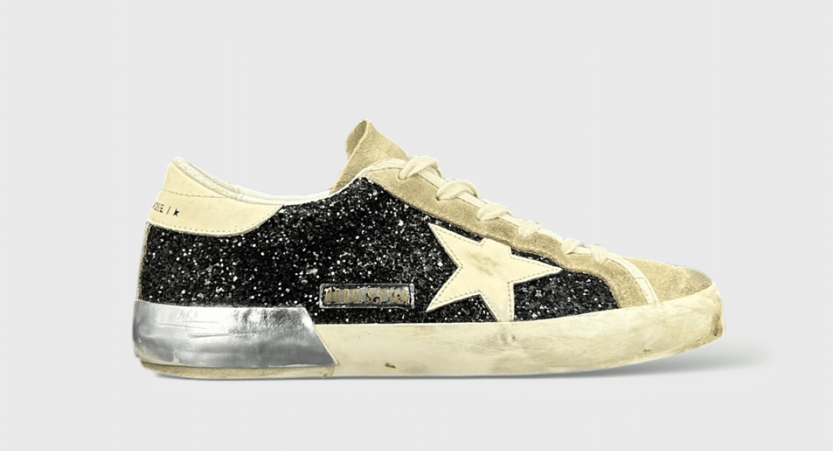 8024 Golden Goose Super Star Noir/Paillettes/Crème 39