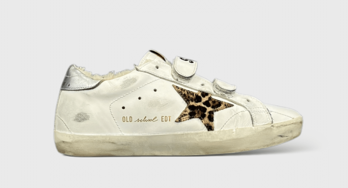 8441 Golden Goose old school blanc/léopard/argenté 38