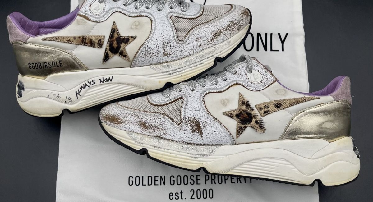 Golden Goose Running Blanc Leopard Violet 37