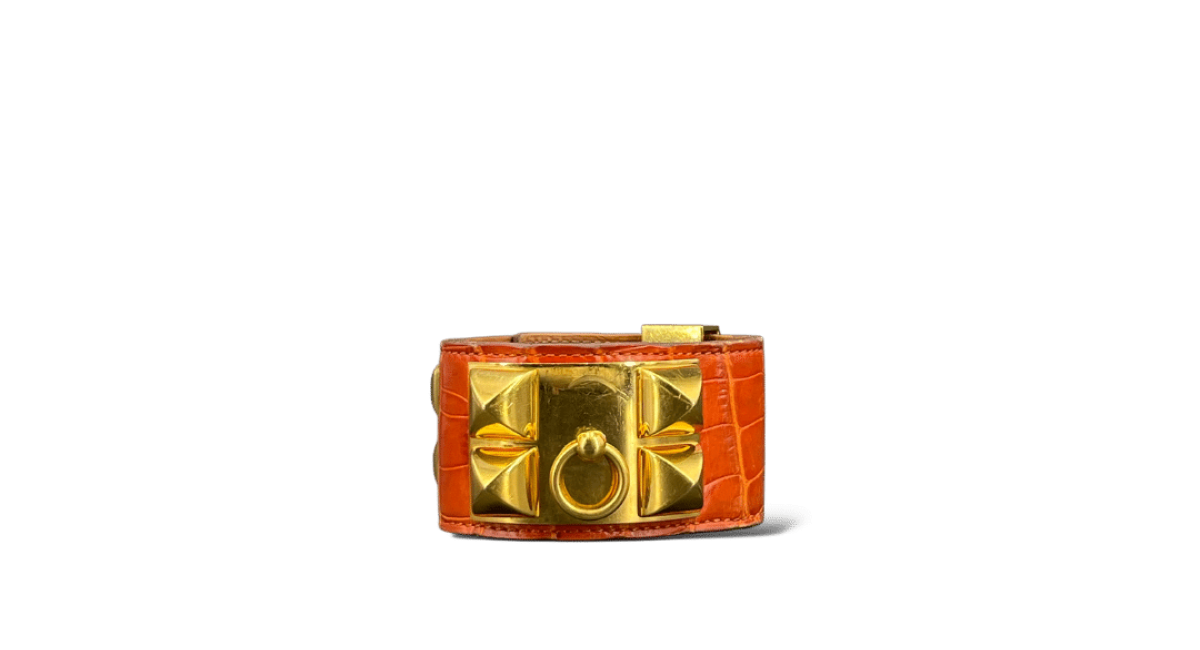 Hermès Bracelet Collier de chien  Orange / Or / Taille Unique