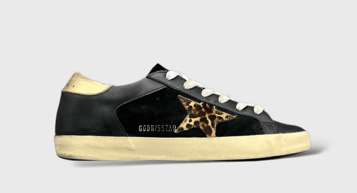 9345 Golden Goose Noir/Léopard/Or/Daim 38