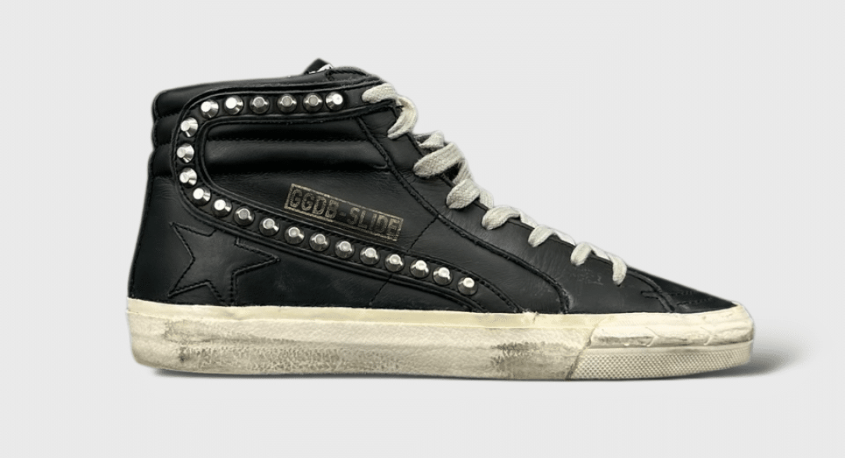 10112 Golden Goose Slide Noir/blanc/clous 37