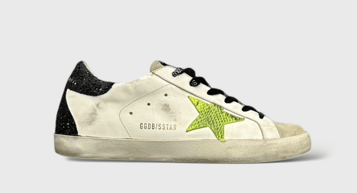 9698 Golden Goose Superstar Blanc/Noir/Paillette/Jaune/Crocodile 39